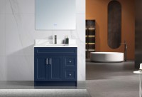 36" HDF Shaker Bathroom Vanity with 2 Doors and 2 Drawers - Blue