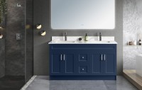 60"  Double Sink HDF Vanity  - 4 Doors and 2 Drawers - Blue
