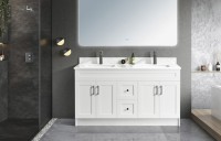 60"  Double Sink HDF Vanity - 4 Doors and 2 Drawers - White