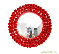 Red Rose Luxury Wall Accent Decorative Mirror Red Boho Wall Art, Gift for Mom Wedding Anniversary Gift, Gift of Love Unique Red Wall Mirror